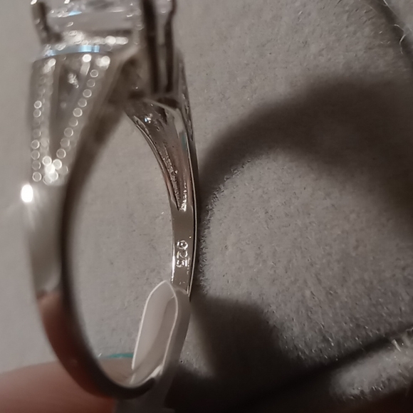 Art deco style engagement ring oval CZ  set in 925 sterling. - Picture 6 of 6